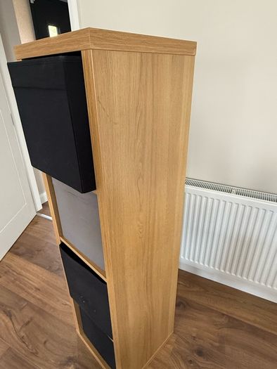 IKEA Kallax Shelving Unit Oak Effect + 4 Storage Boxes