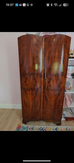 Matching Pair of Original Art Deco Walnut Wardrobes 1930s