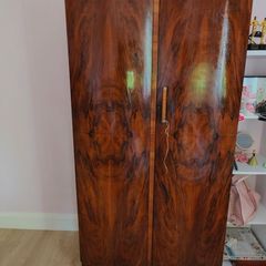 Matching Pair of Original Art Deco Walnut Wardrobes 1930s