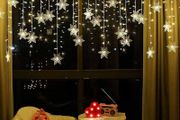 LED Curtain String Lights, 96 LED 3.5M Fairy Snowflake Lights, Christmas Lights 4 Flashing Modes,Waterproof Light for Christmas Window, Garden, Party, Patio Decoration