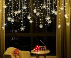 LED Curtain String Lights, 96 LED 3.5M Fairy Snowflake Lights, Christmas Lights 4 Flashing Modes,Waterproof Light for Christmas Window, Garden, Party, Patio Decoration