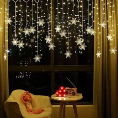 LED Curtain String Lights, 96 LED 3.5M Fairy Snowflake Lights, Christmas Lights 4 Flashing Modes,Waterproof Light for Christmas Window, Garden, Party, Patio Decoration