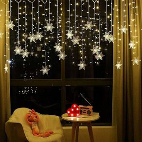 LED Curtain String Lights, 96 LED 3.5M Fairy Snowflake Lights, Christmas Lights 4 Flashing Modes,Waterproof Light for Christmas Window, Garden, Party, Patio Decoration