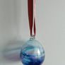 Handblown Glass Hanging Ornament in Blue, Aqua & Purple Image 4