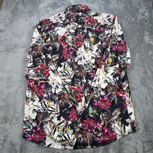 Joe Browns Floral Print Long Sleeve Shirt Medium - Flowers Skull Funky