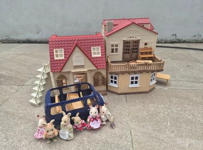 Sylvanian Families Large House, Van & Rabbit Family Bundle