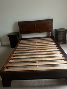 Solid Bed Frame and 2 side Drawers