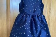 Girl's Elegant Occasion Navy Blue &amp; Gold Star Dress