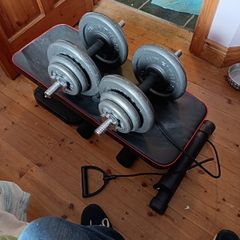20kg dumbells and bench set