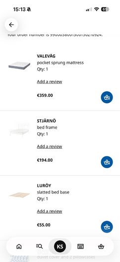 LIKE NEW IKEA stjarno king bed with valavag kingsize mattress -