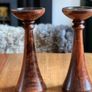 Pair of mixed wood with metal insert candlestick holders Image 2