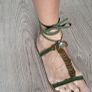 Italian leather khaki green gladiator sandals Sz 40 (Fit 7UK) Image 3