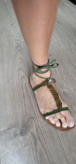 Italian leather khaki green gladiator sandals Sz 40 (Fit 7UK)