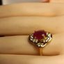 Gold Plated Sterling Silver Natural Ruby and Zircon Cluster Ring Image 8