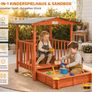2-in-1 Wooden Sandpit & Playhouse with Roof Image 6