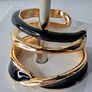 A Pair of Black Oil Drip Rings with Open Ring & Twist Ribbon Ring Image 3