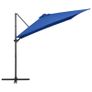 Cantilever Umbrella with LED lights and Steel Pole 250x250 cm Azure Blue Image 3