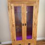 Living room Tall oak side board 2 glass doors and 2 drawers with lights, Image 2