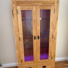 Oak wood Living room set tall side board, tv unit, coffee table, lamp table.