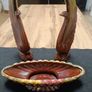 Redware 3 pc Matching Set 2 Swans Figurines 1 Planter Bowl Marked Japan Colorful Image 2