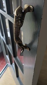Brass door handle - Tiger shaped