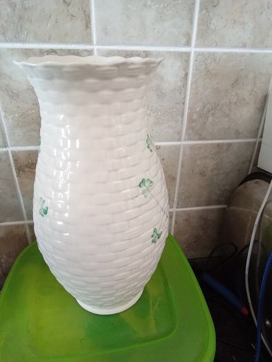 Belleek shamrock vase  basketweave