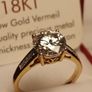 3 carat Moissanite Solitaire Ring in 18kt Vermeil Hard Gold Plated Sterling Silver (Bargain) Image 4