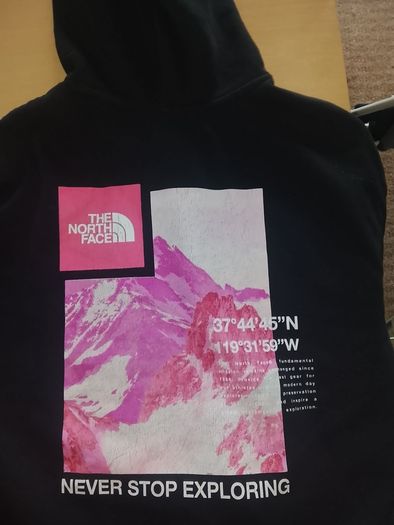 North Face Black, Pink and White Logo Hoodie