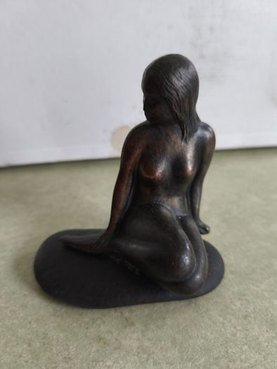 Vtg Nude Naked Woman Lady Girl Mermaid Rock Bronze Figurine Denmark Paperweight