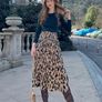 Brand New Women's Leopard Print Midi Pleated Skirt High Waist - XXL. Image 6