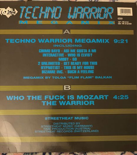 Techno Warrior Megamix Original 1992 German 12 inch Vinyl Total Recall TR012