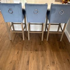 3 Velvet High Stools - Excellent Condition