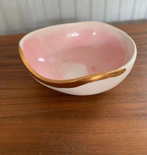 Small porcelain bowl - pink and gold
