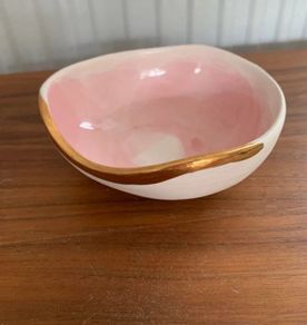 Small porcelain bowl - pink and gold