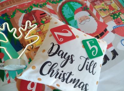 Disney Christmas Advent Cushion and Christmas Light Up Reindeer Bundle
