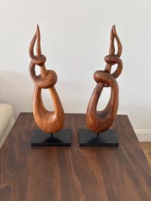 Wooden abstract sculpture x 2