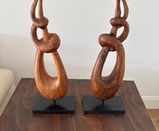 Wooden abstract sculpture x 2