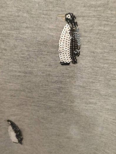 Evans grey V-neck sequin pinguin top size UK22 EU50 Postage included