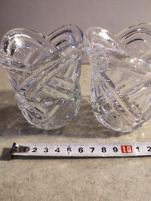 Lovely Set Of 2 Crystal candle holder /  Vase .