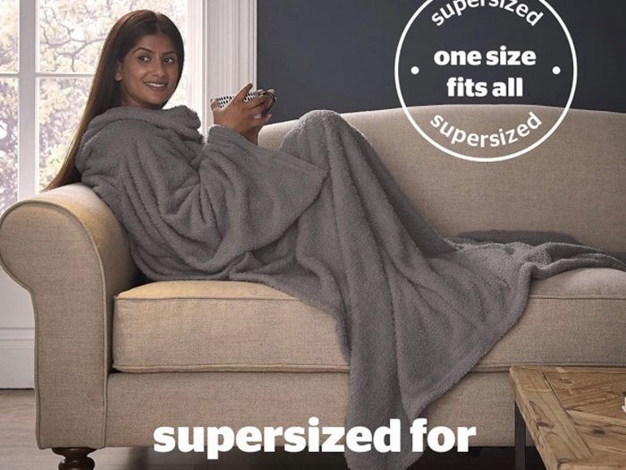 NEW SALE | Wearable Blanket - Soft Teddy Fleece Blanket with Sleeves - 2-in-1 Sleeved blanket and Cushion