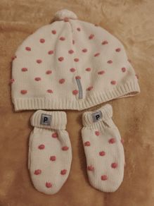 Polarn O Pyret hat and mittens 4-9 months