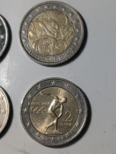 4 x Collectable 2 Euro coins.