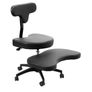 Mobile Cross Legged Desk Chair with Wheels, Home and Office, Flexible Kneeling Chair for Fidgeting, Adjustable Yoga Meditation Criss Cross Seat, Backrest, Black Image 2