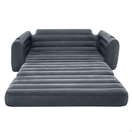 King Size Pull-Out Inflatable Camping Sofa Bed Sleep Away Futon Couch with 3 quick inflation and Deflation Valves, 203 x 231 x 66 cm, Charcoal Grey