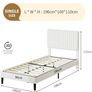 Single Bed Frame, 90 x 190 cm, Upholstered Bed with Velvet Headboard, Adjustable Height, Wooden Slat Support, No Box Spring Needed, White Image 8