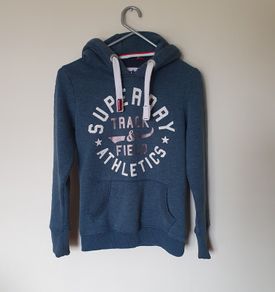 superdry hoodie size xs 19" pit to pit blue like new condition