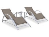 Sun Loungers 2 pcs with Table Aluminium Taupe
