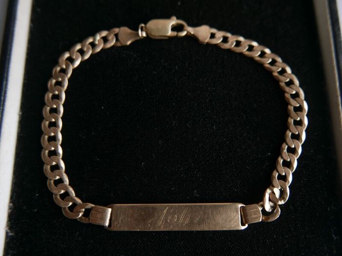 Vintage Solid Gold 9 Ct  Gold  375 Identity Men's Bracelet