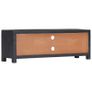 Hand Carved TV Cabinet Grey 120x30x40 cm Solid Mango Wood Image 9