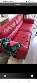 leather sofa, burgundy red